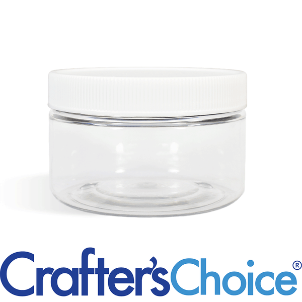 8 oz Clear Heavy Wall Jar & White Ribbed Top Set