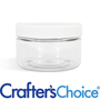 8 oz Clear Heavy Wall Jar & White Ribbed Top Set