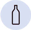 Black bottle icon on a light purple circle