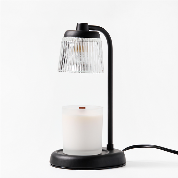 Fluted Glass Black Candle Warmer Lamp