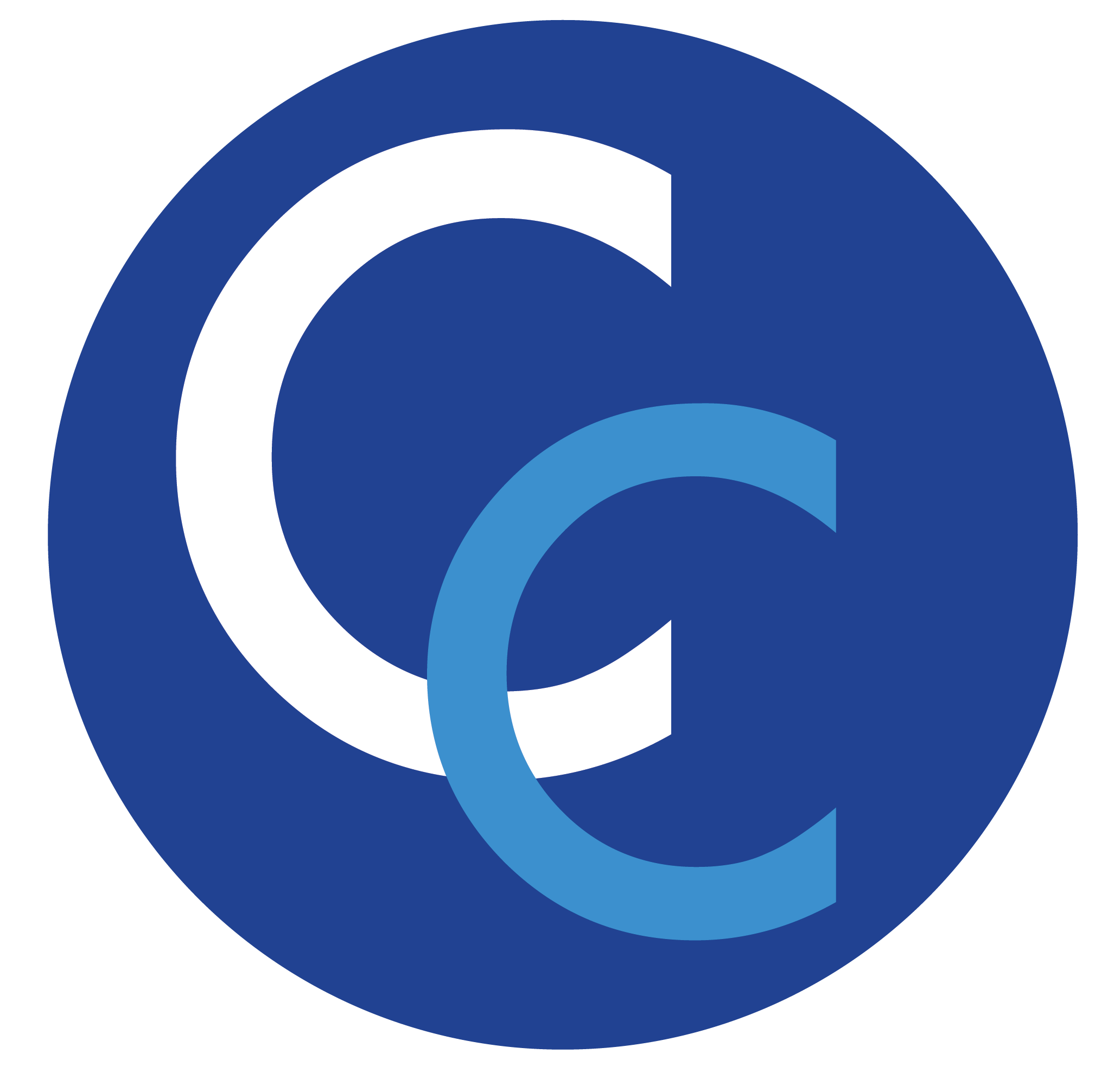 Crafter's Choice Logo with two interlocking 'C's, one in white and one in blue, on a blue background.